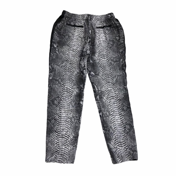 Rebecca Taylor snakeskin print track pants joggers black gray trousers pull-on 0 - Picture 9 of 15